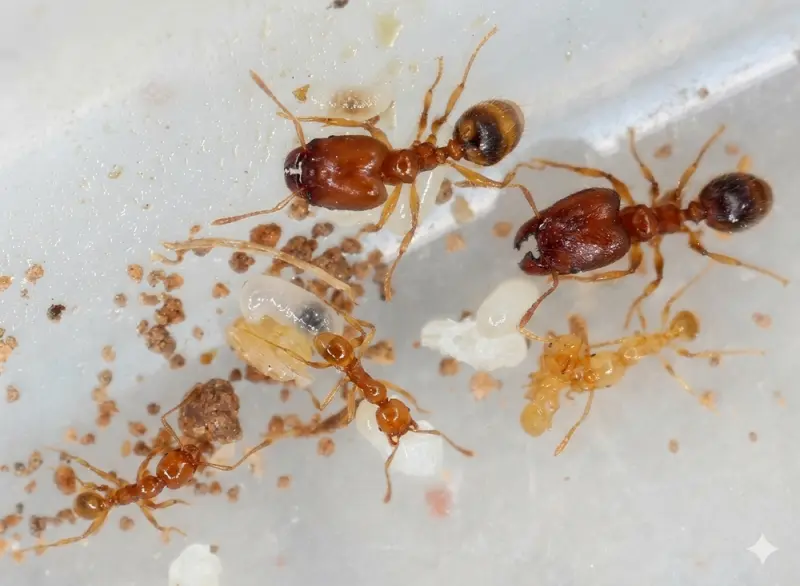 Pheidole flaveria — Великоголова золотиста мураха — 2 матки і 20-300 робочих